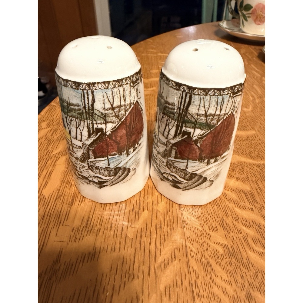 Vtg. Johnson Brothers "The Friendly Village" Salt and Pepper Shaker Set